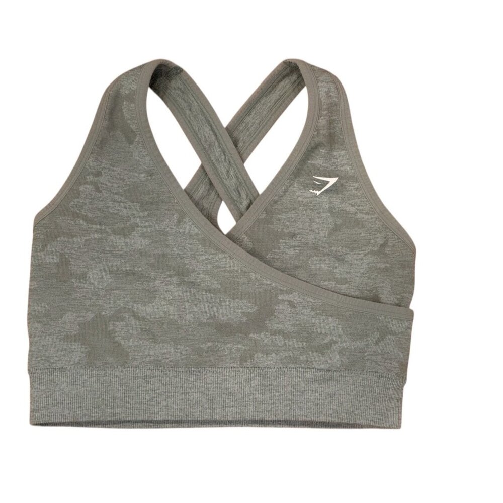 Gymshark Adapt Camo Seamless Sports‎ Bra Green Size Small